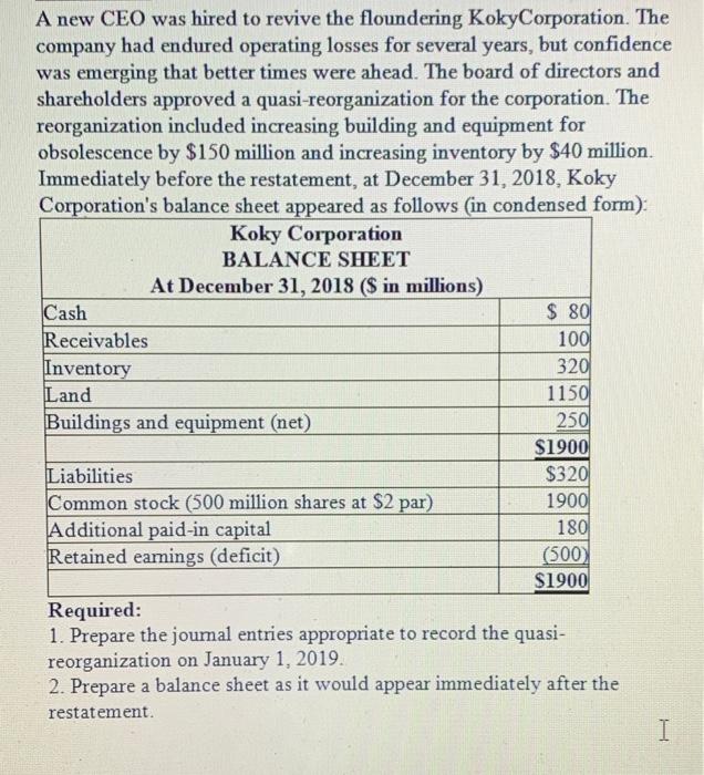  I want the answer to the table, please A new CEO