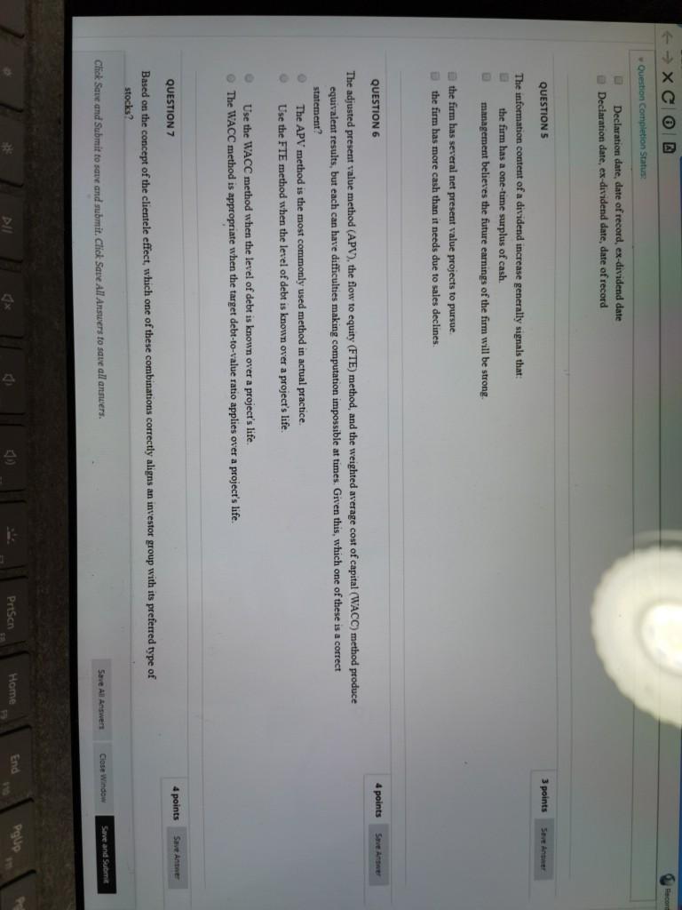  XC a Recon Question Completion Status: Declaration date, date of record,