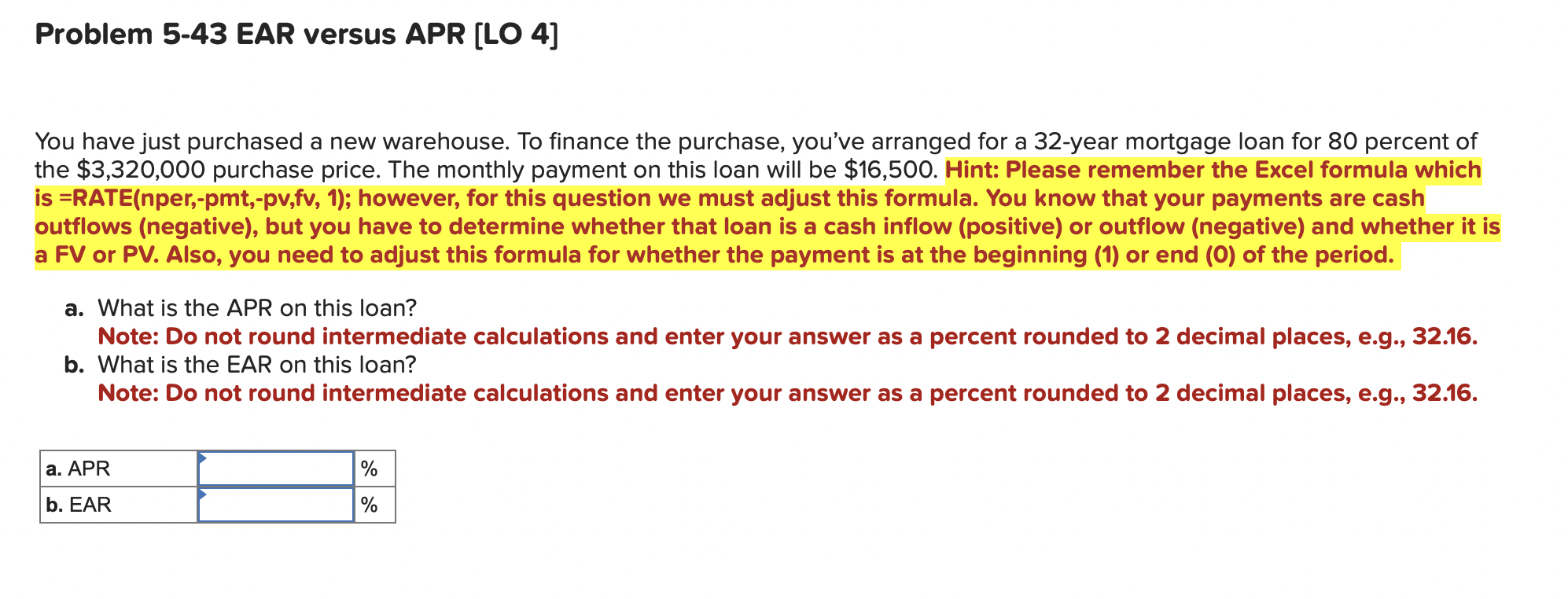  You have just purchased a new warehouse. To finance the purchase,