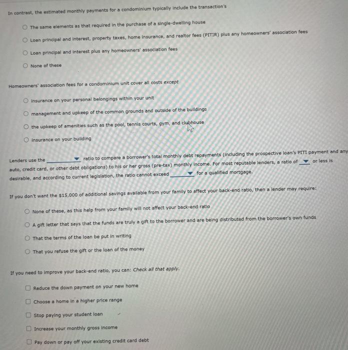  Drop Down: 1) back-end, front-end 2) 25%, 36%, 43%, 50% 3)