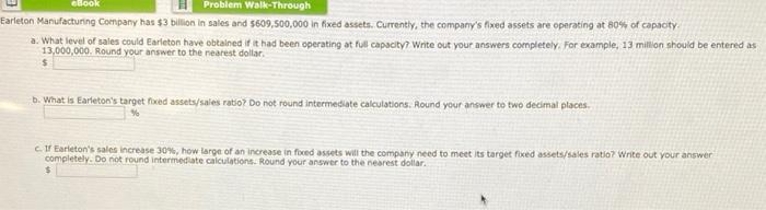  CHOON Problem Walk-Through Earleton Manufacturing Company has $3 billion in sales
