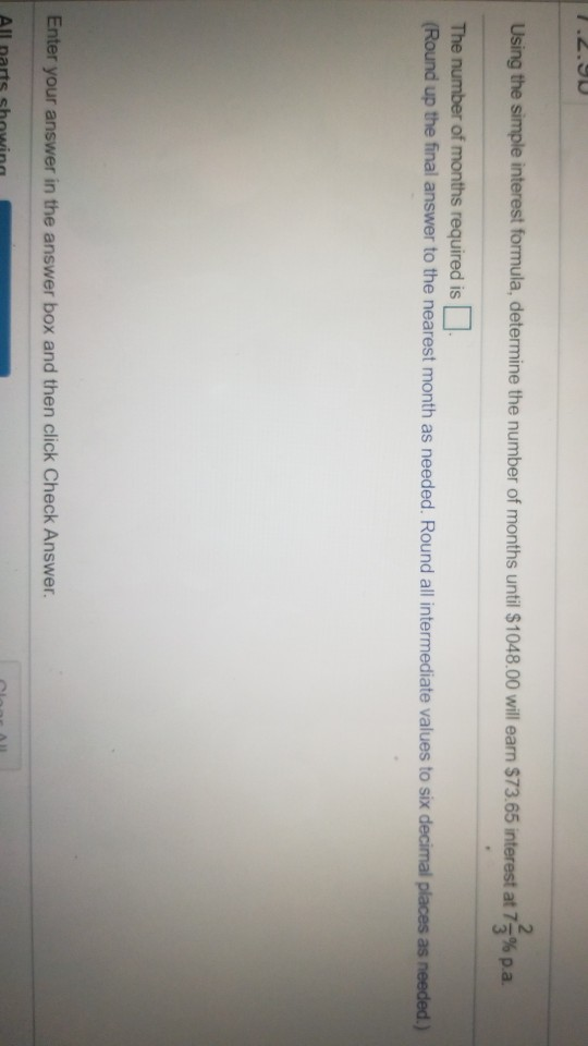  1.2. 0 Using the simple interest formula, determine the number of