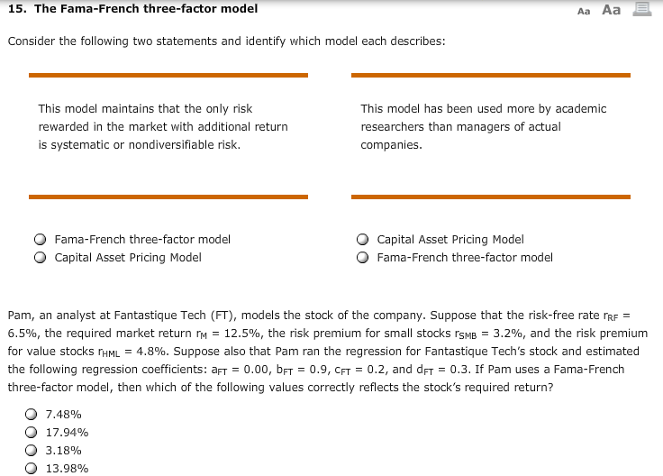  Consider the following two statements and identify which model each describes: