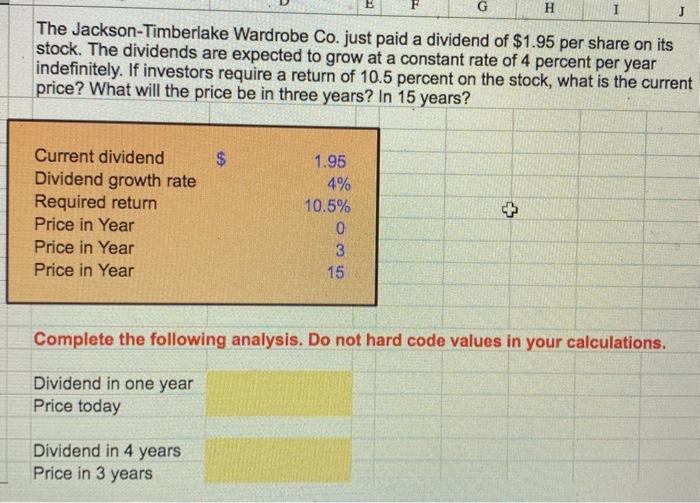 please do in excel and show the cells and formulas involved