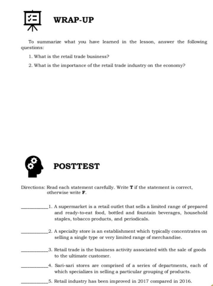 please answer WRAP-UP To summarize what you have learned in the lesson,