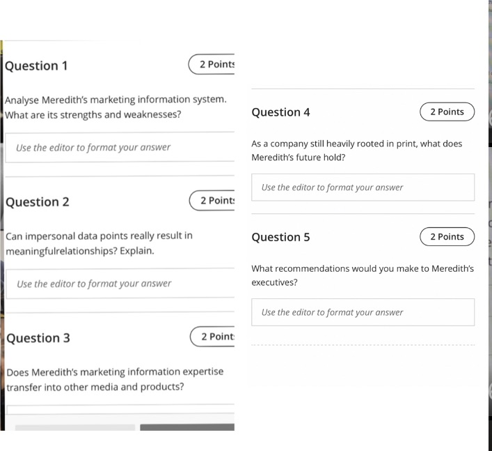 Question 1 2 Points Analyse Meredith's marketing information system. What are
