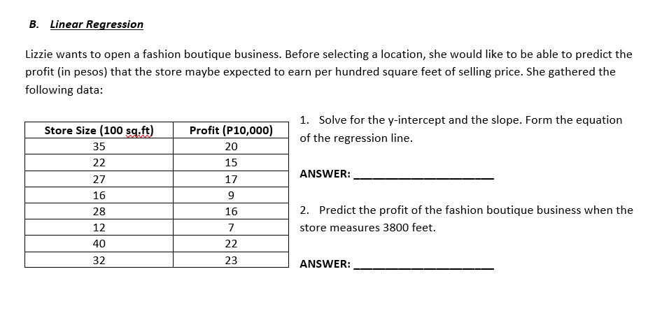 In the topic Forecasting, how to solve for the linear regression (y-intercept