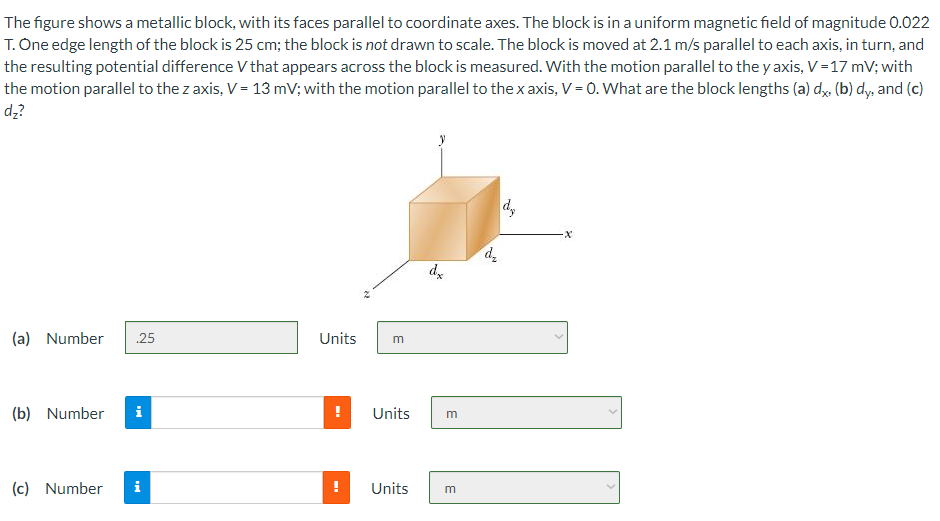  The figure shows a metallic block, with its faces parallel to