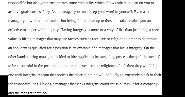  responsible but also your trust creates some credibility which allows others