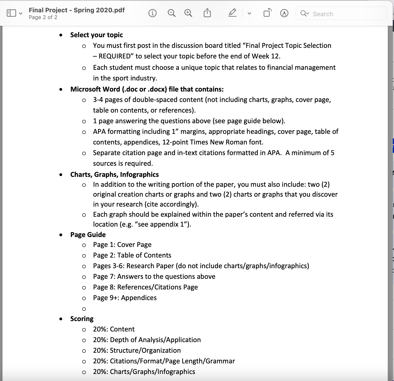 SUBMISSION DUE WEEK 15 For yourfinal project, you are to select and