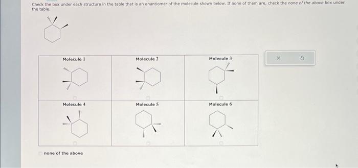  Check the box under each structure in the table that is