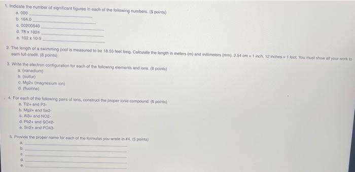 Answer and show all work please 1. Indicate the number of signifleant