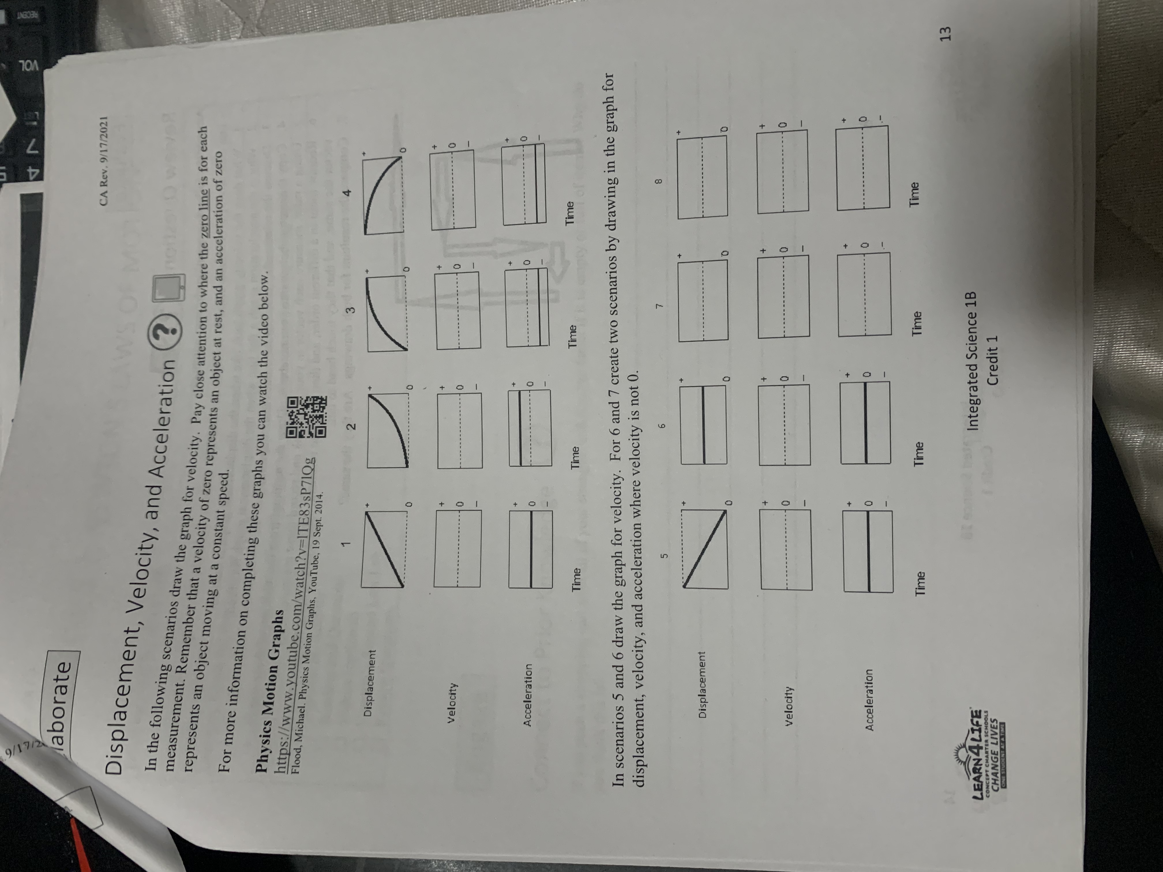 following questions in your notebook. to 1. What does the velocity graph