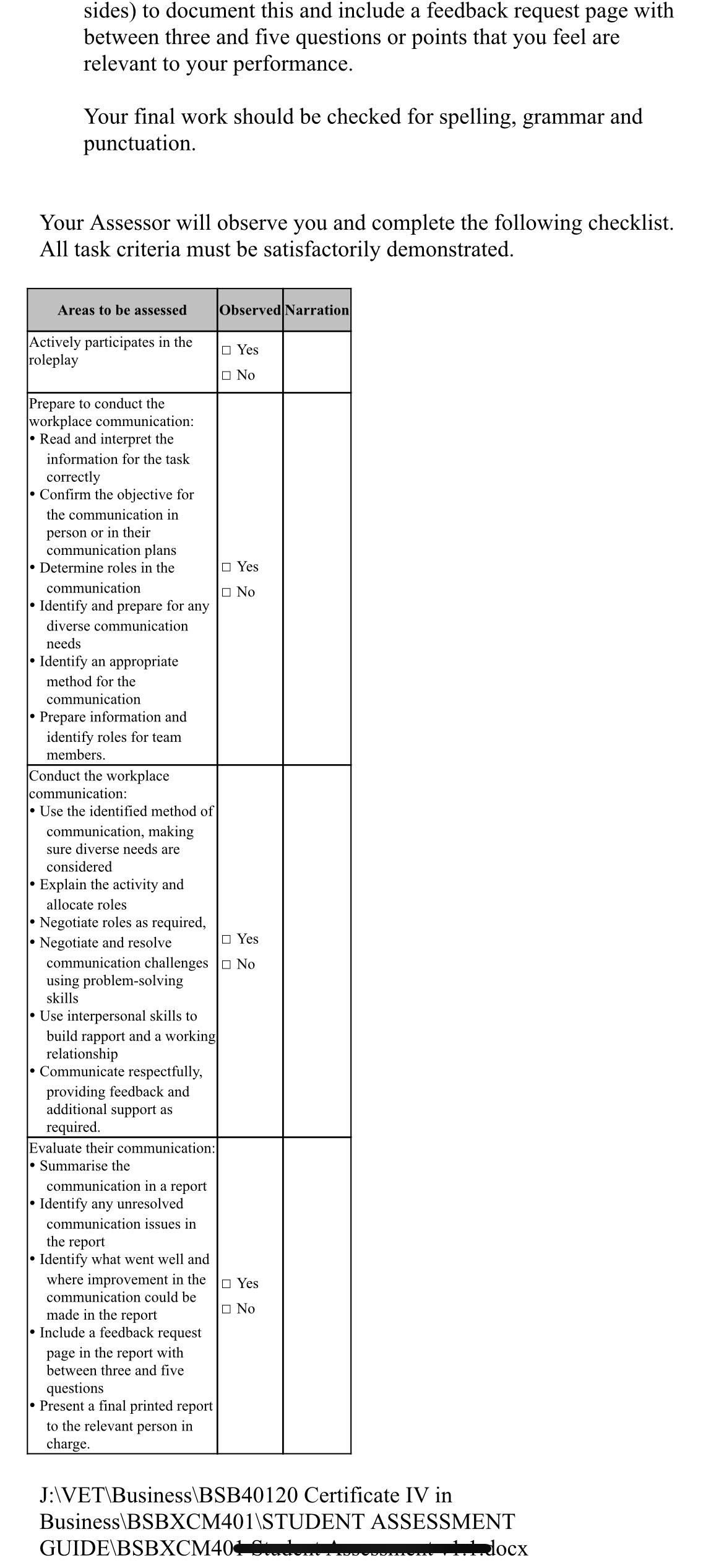  sides) to document this and include a feedback request page with