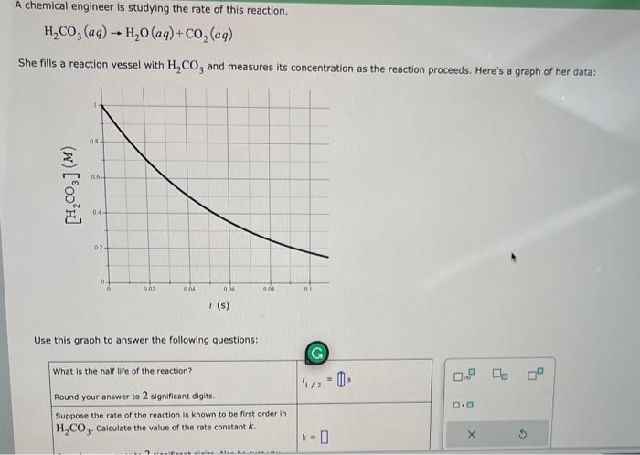 Please Answer both A chemical engineer is studying the rate of this