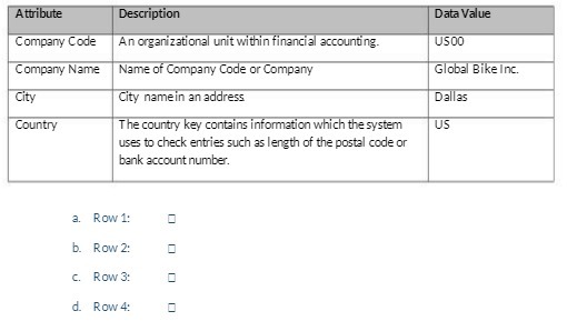  Attribute Description Data Value Company Code An organizational unit within financial
