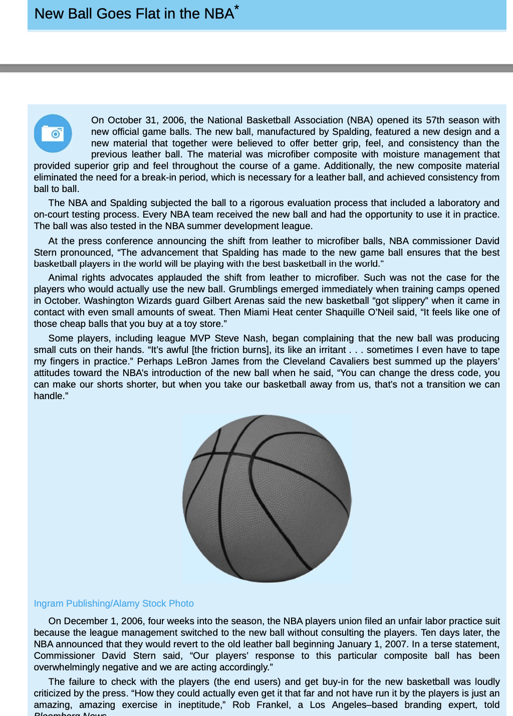 New Ball Goes Flat in the NBA (Chapter 14 Project Closure)How did