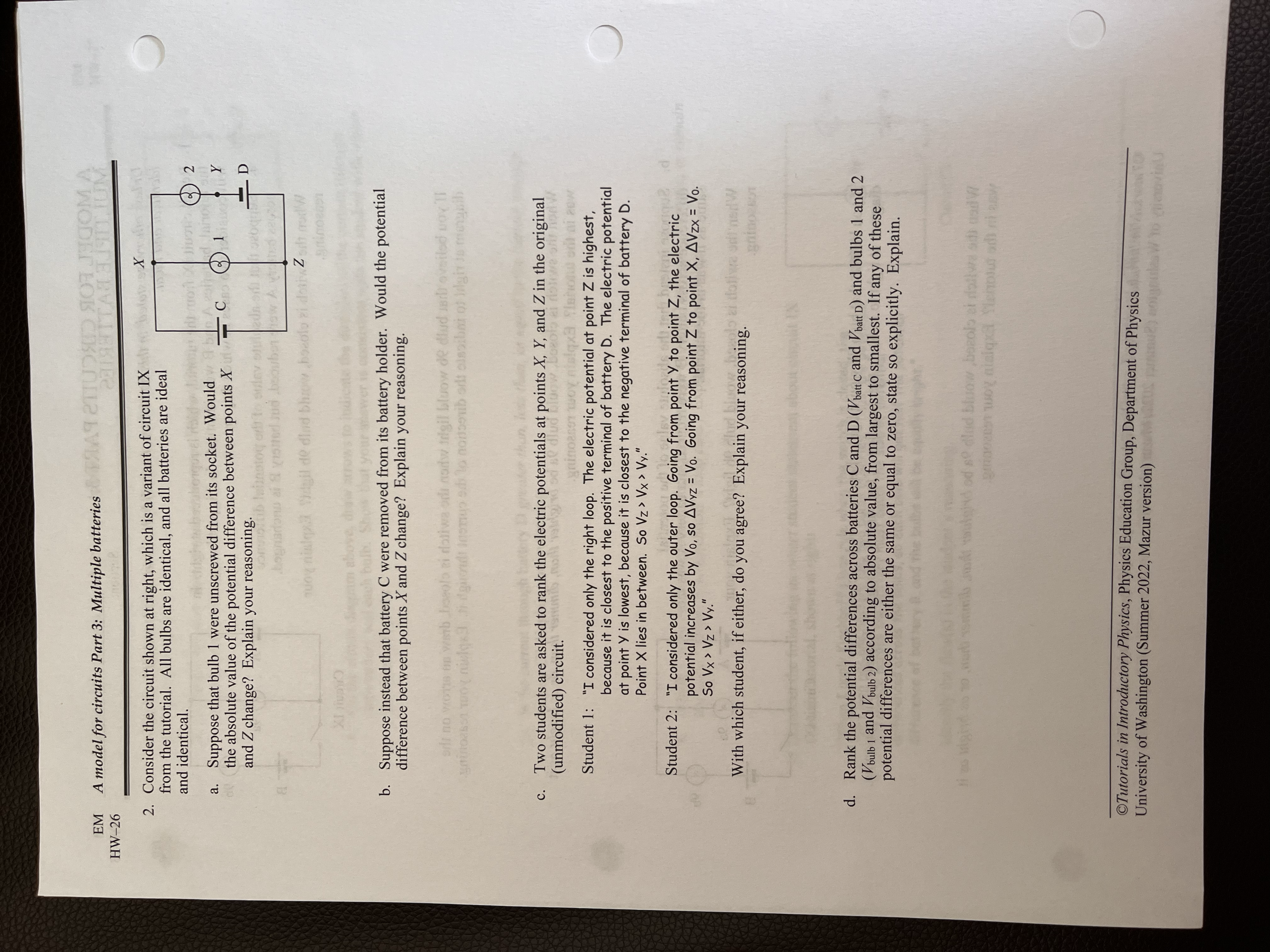 EM A model for circuits Part 3: Multiple batteries TellUs On