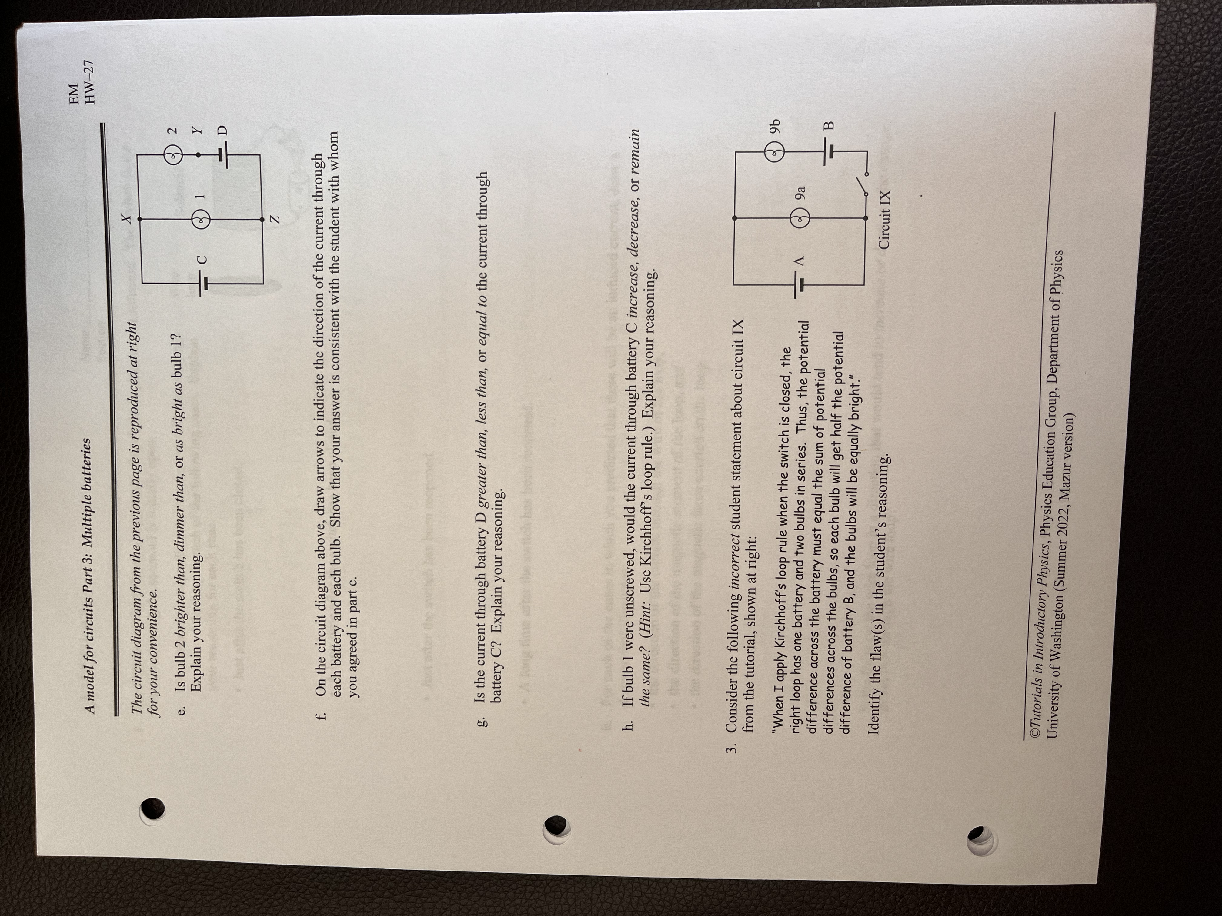 variant of circuit IX from the tutorial. All bulbs are identical, and
