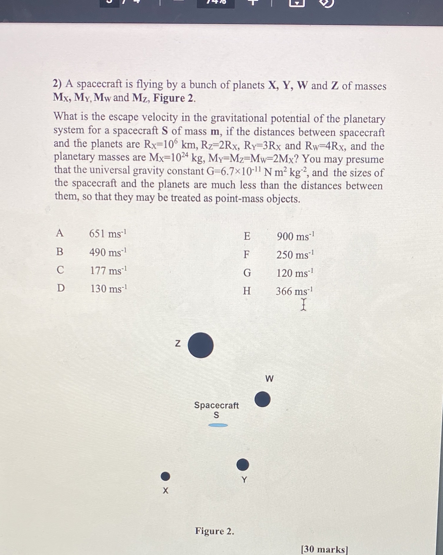 With working please 2) A spacecraft is flying by a bunch of