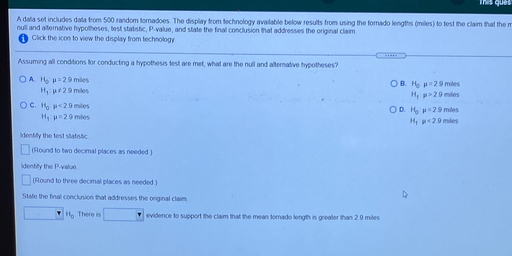 The display from technology available below results from using the tornado length