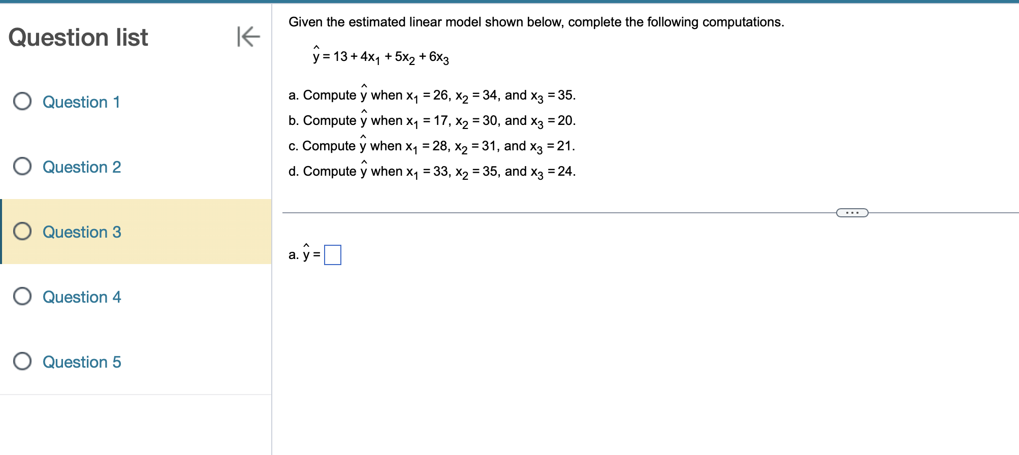  Question list Question 1 Question 2 Question 3 Question 4 Question