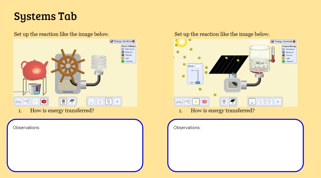 Systems Tab Set up the reaction like the image below. Set