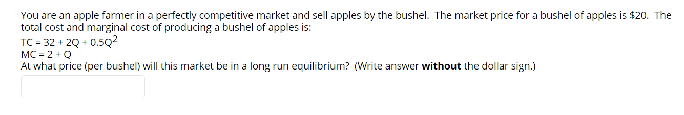 Please help with this practice question. You are an apple farmer in