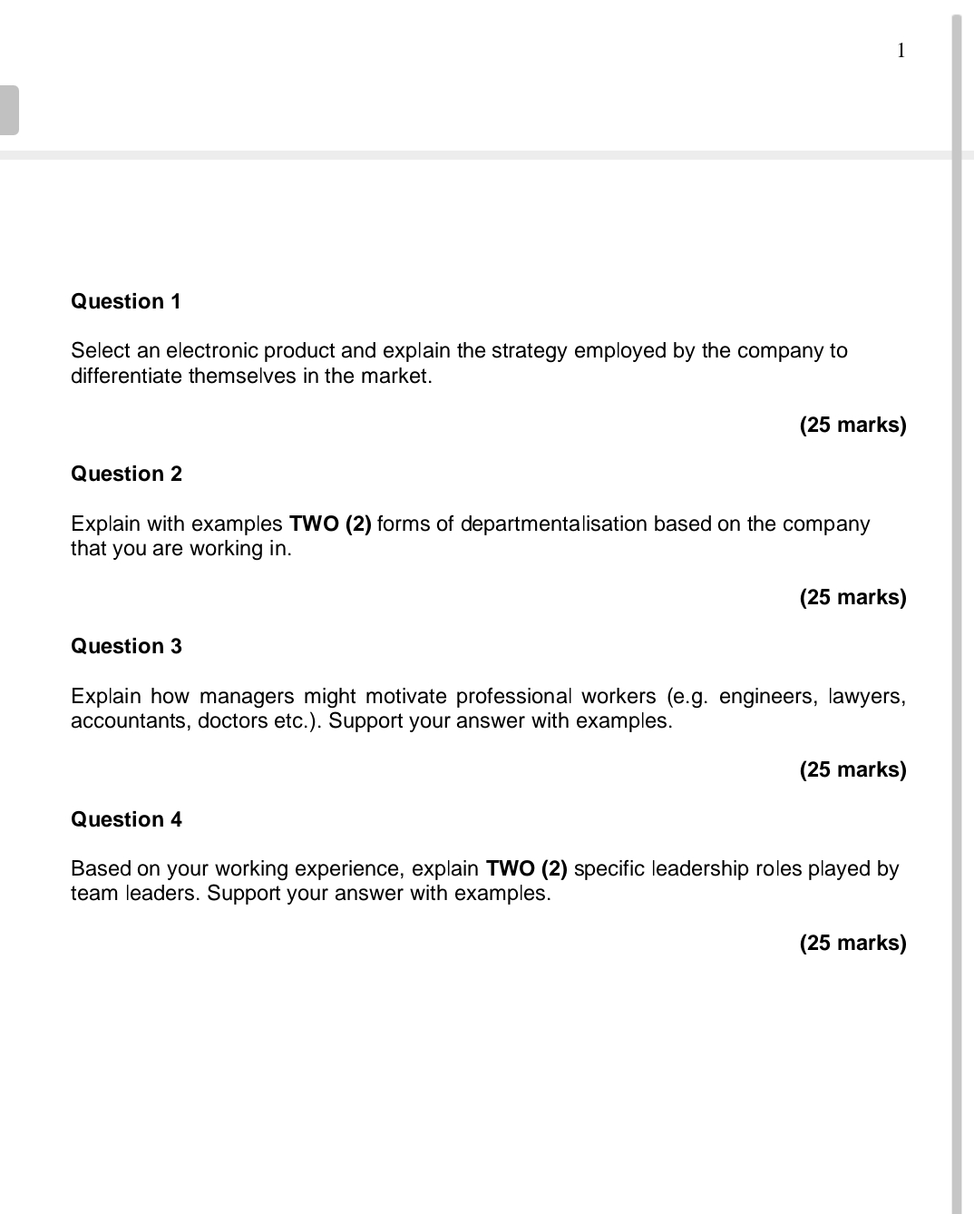 this is principle and practice management subject. please answer in full format