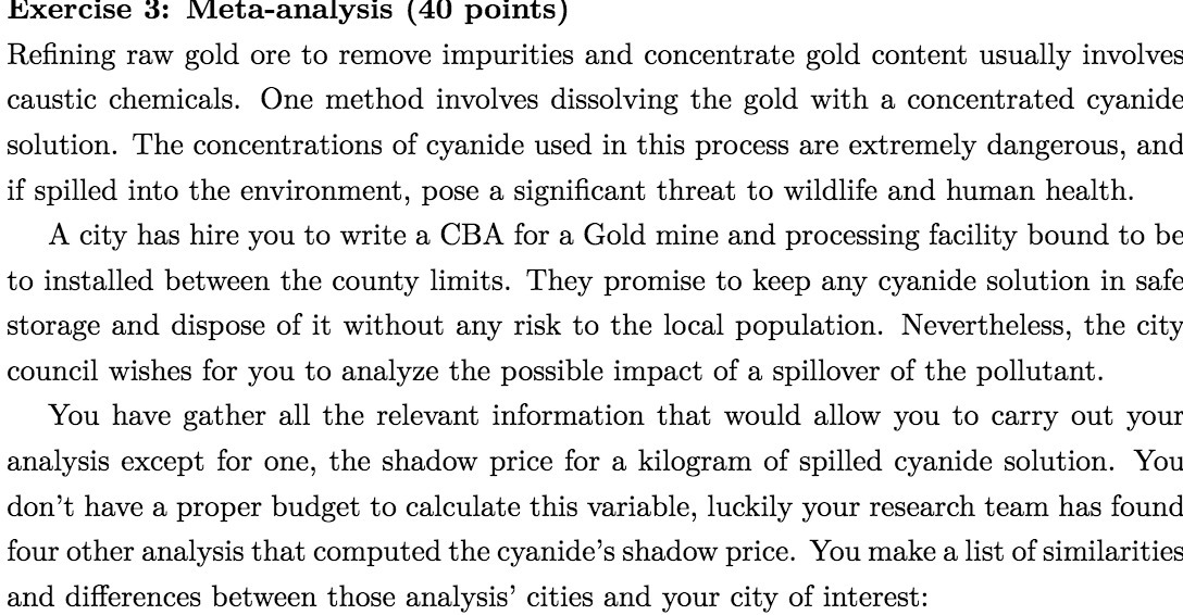  Exercise 3: Meta-analysis (41] points) Rening raw gold ore to remove
