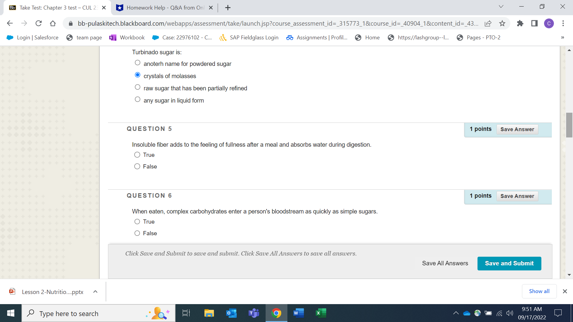  Bb Take Test: Chapter 3 test - CUL 2 X *Homework