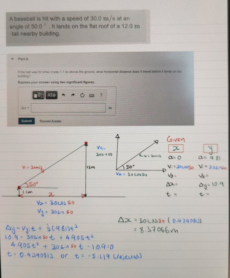 what went wrong? A baseball is hit with a speed of 30.0