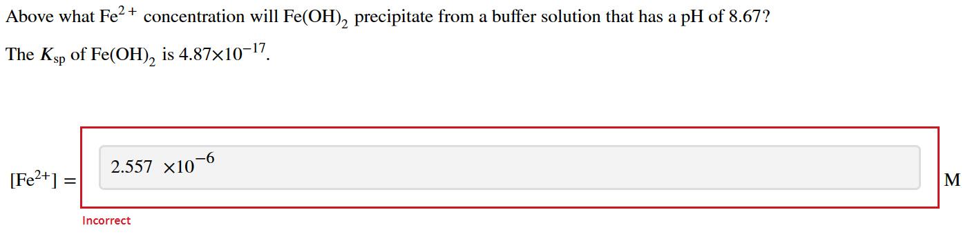 Above what Fe2+ concentration will Fe(OH)2 precipitate from a buffer solution