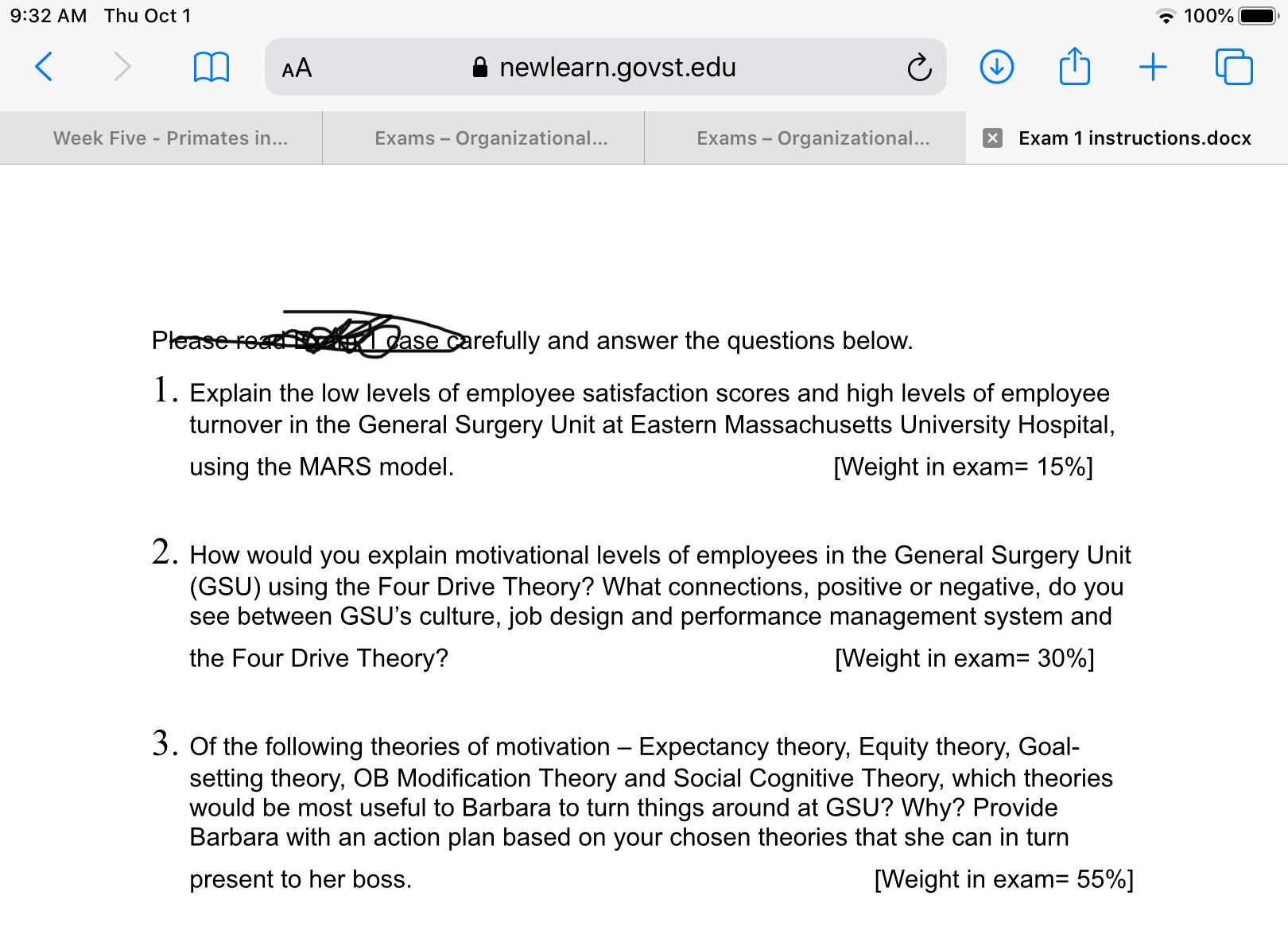 I need help with this case. Organizational behavior 9232 AM Thu Oct