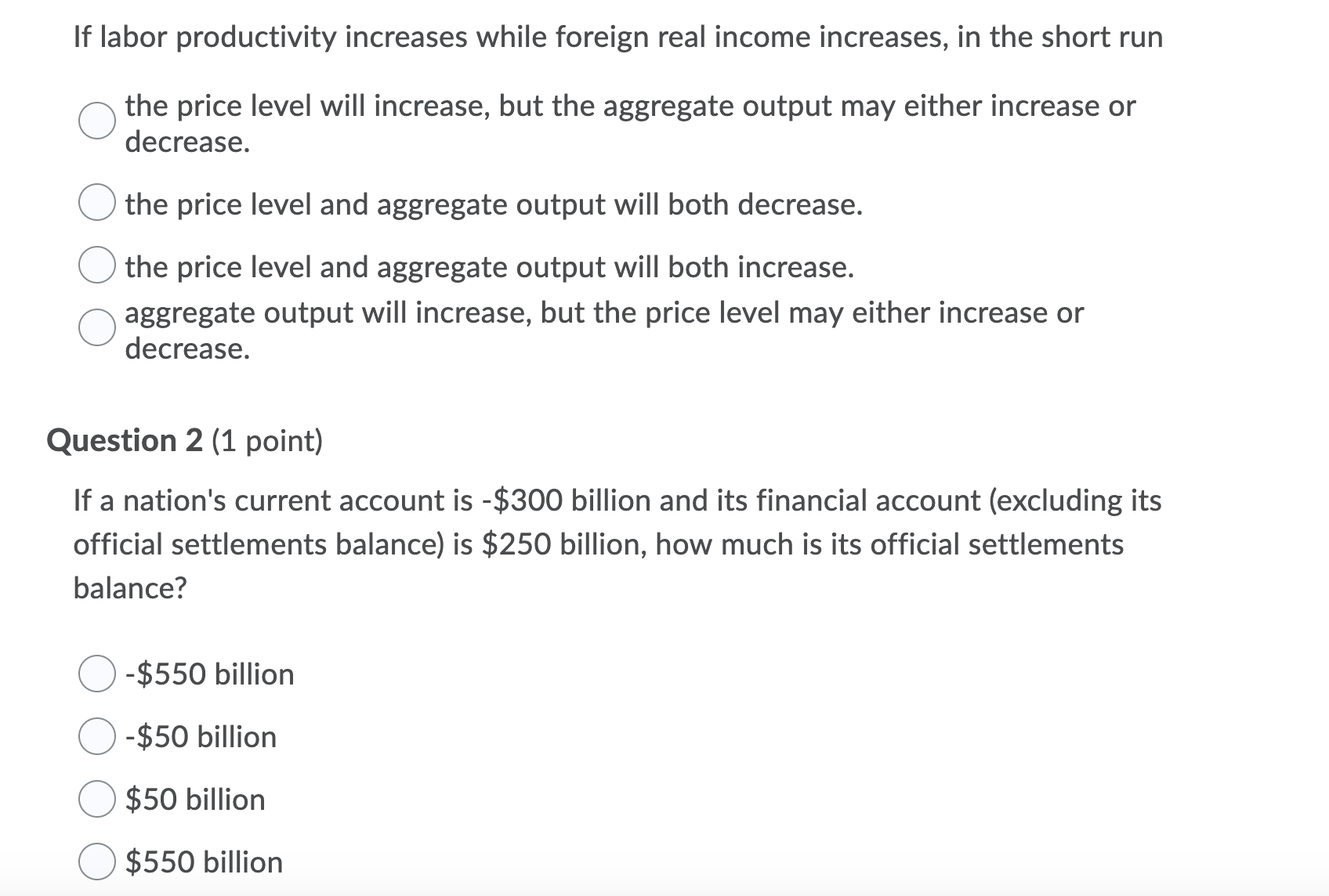I need help answering these If labor productivity increases while foreign real