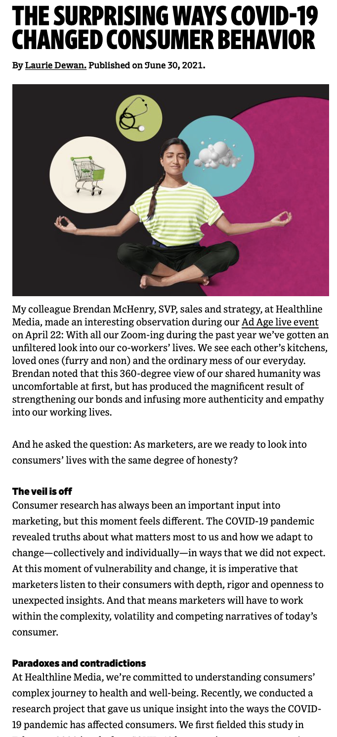 Summarize the next text about how covid-19 changed consumer behavior. Apart from