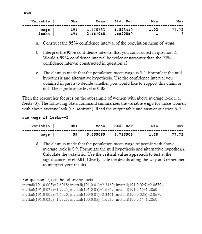  sum Variable obs Mean Std. Dev. Min Max wage 191 4.770733
