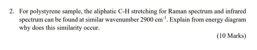 Raman Spectroscopy 2. For polystyrene sample, the aliphatic C-H stretching for Raman