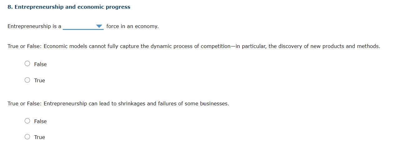 SCREENSHOT TO SHOW EVERYTHING 8. Entrepreneurship and economic progress Entrepreneurship is a
