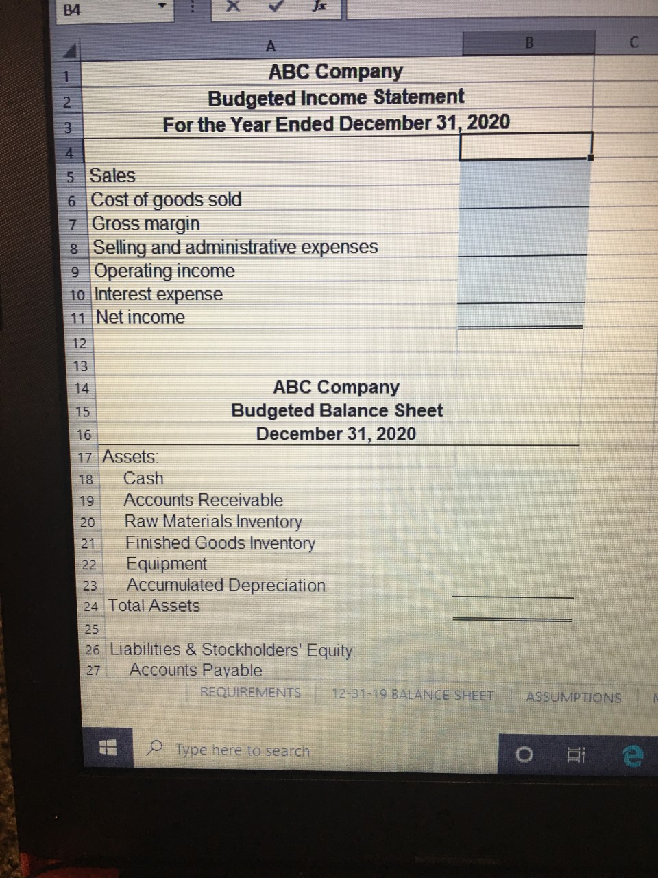 $ 4 Liabilities & Stockholders' Equity: 15 Accounts Payable 16 Common Stock
