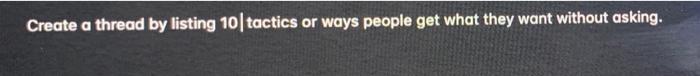 please help me to answer this question Create a thread by listing