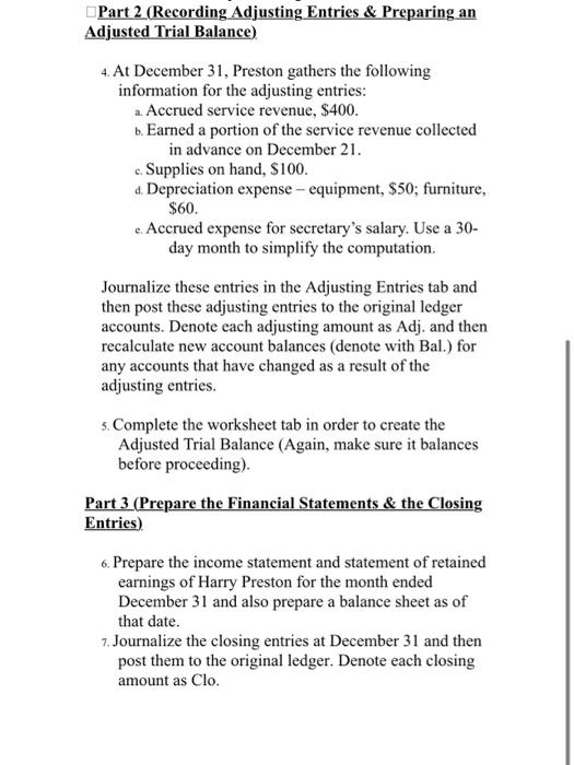 format of the last picture Part 2 (Recording Adjusting Entries \& Preparing