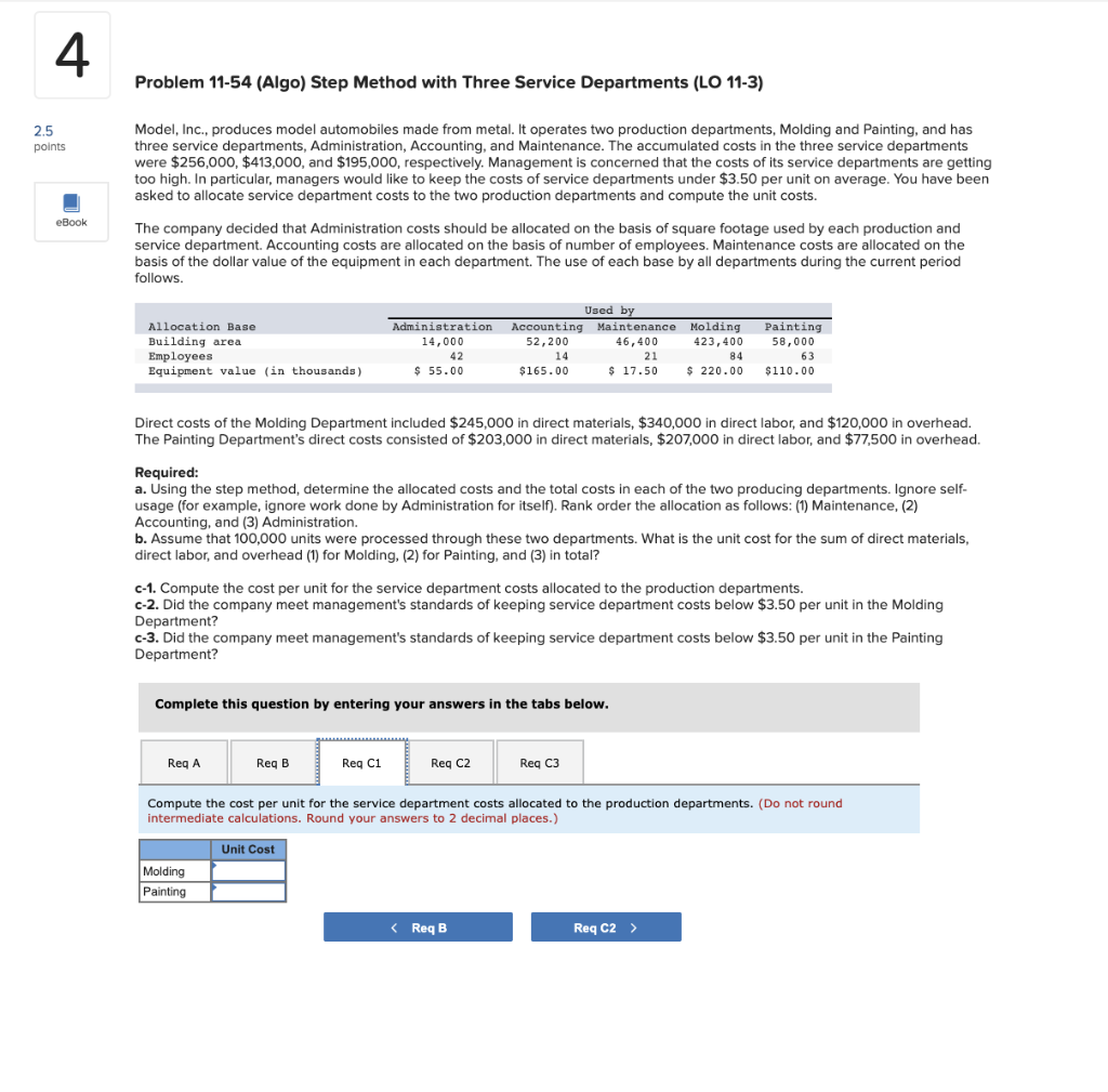 2.5 points Model, Inc., produces model automobiles made from metal. It operates