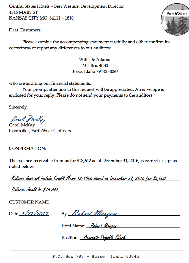 accounts receivable balances exceeding $100,000 were targeted for testing. These six balances,