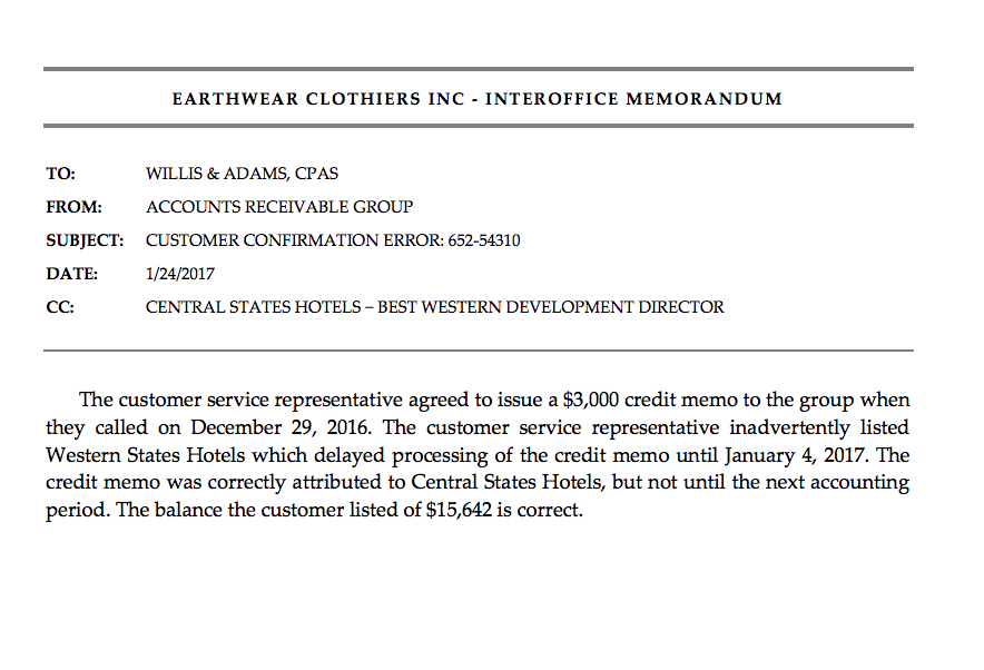 aggregated total of $921,000, were confirmed without exceptions. The remaining accounts are