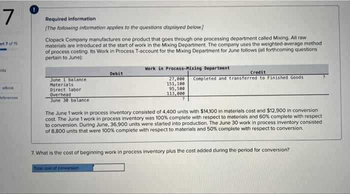 6 of 15 D cints eBook References Required information. [The following information