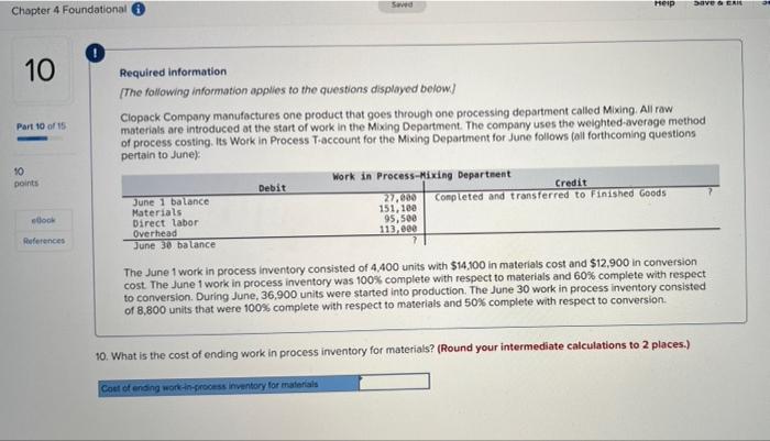 at the start of work in the Mixing Department. The company uses