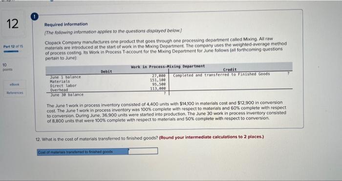 the Mixing Department for June follows (all forthcoming questions pertain to June):