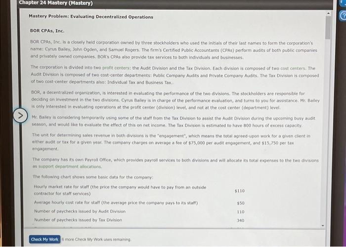 perform audits of both public companies and privately owned companies. BOR's CPAS