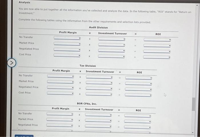 performance of the two divisions. The stockholders are responsible for deciding on